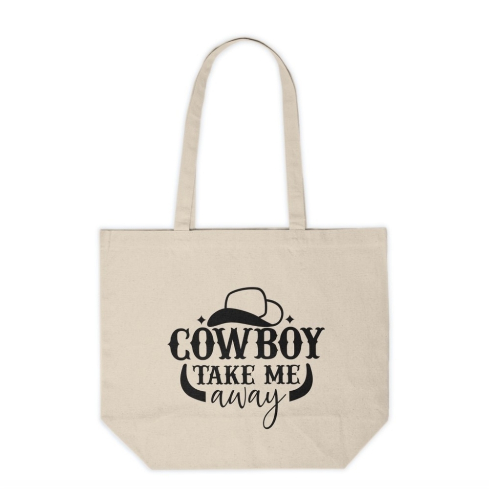 Cowboy Take Me Away Custom Canvas Tote Bag